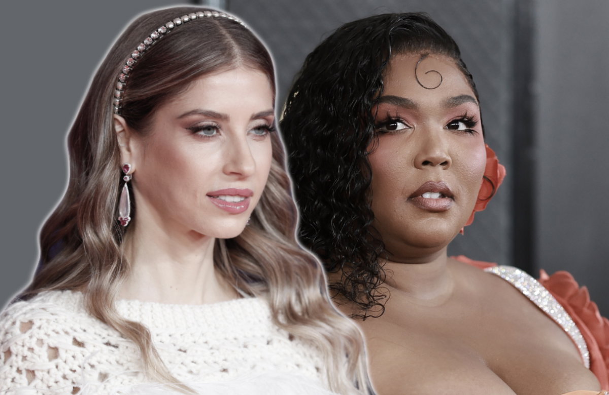 Fotomontage Cathy Hummels und Lizzo schauen ernst