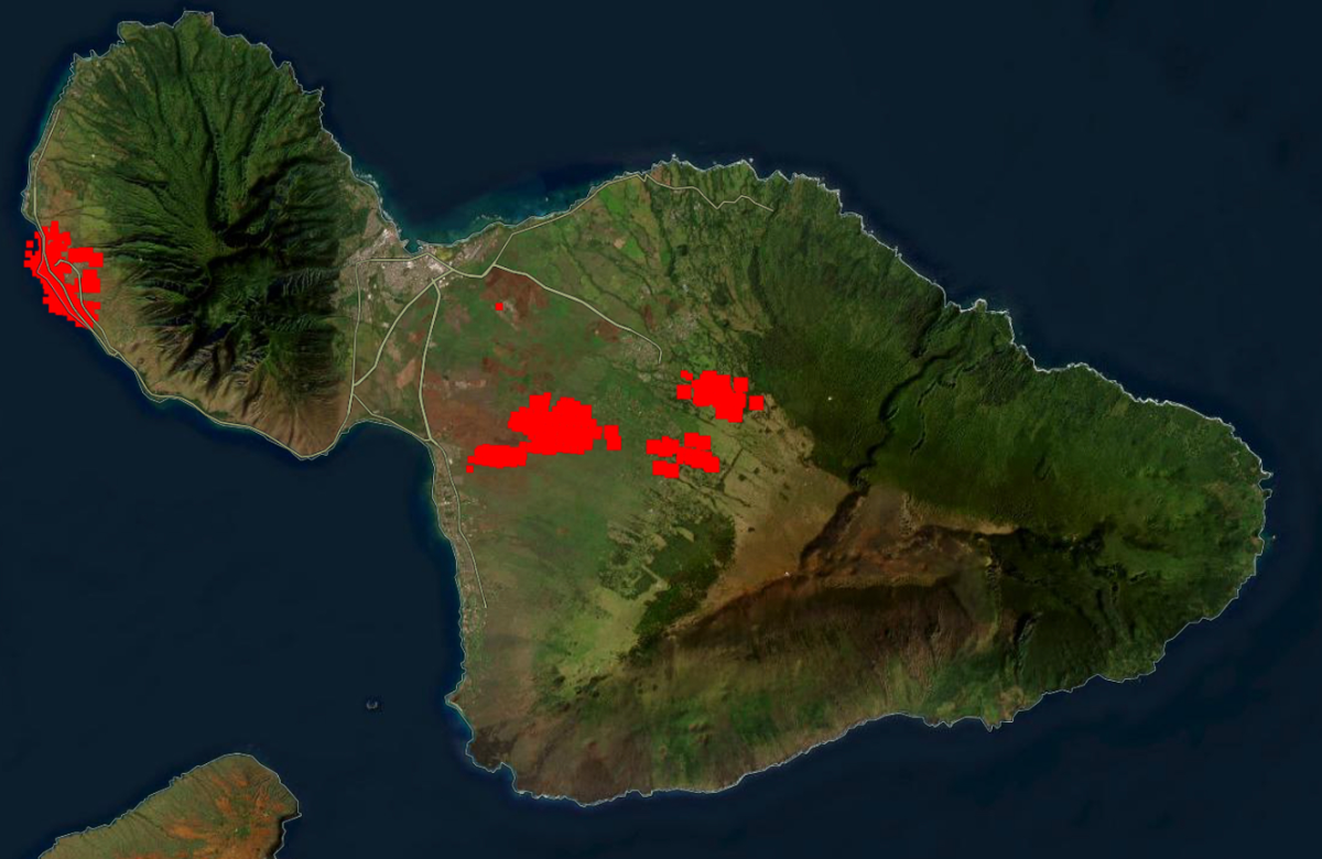 Brände auf Hawaii - Luftaufnahme von Maui