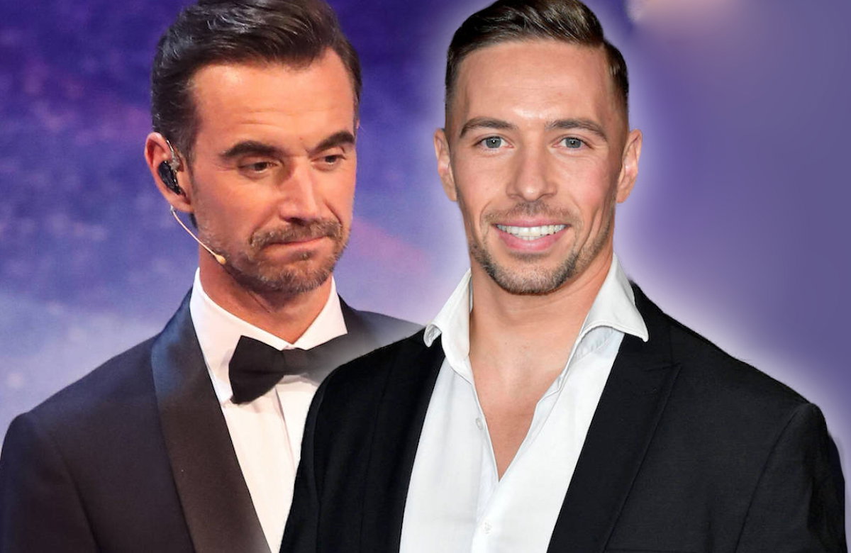Collage Florian Silbereisen guckt traurig, Ramon Roselly lächelt