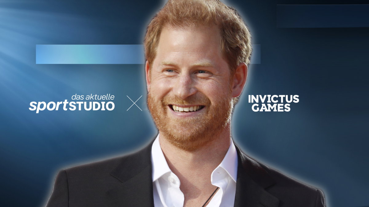 Prinz Harry vor dem "Sportstudio"-Logo