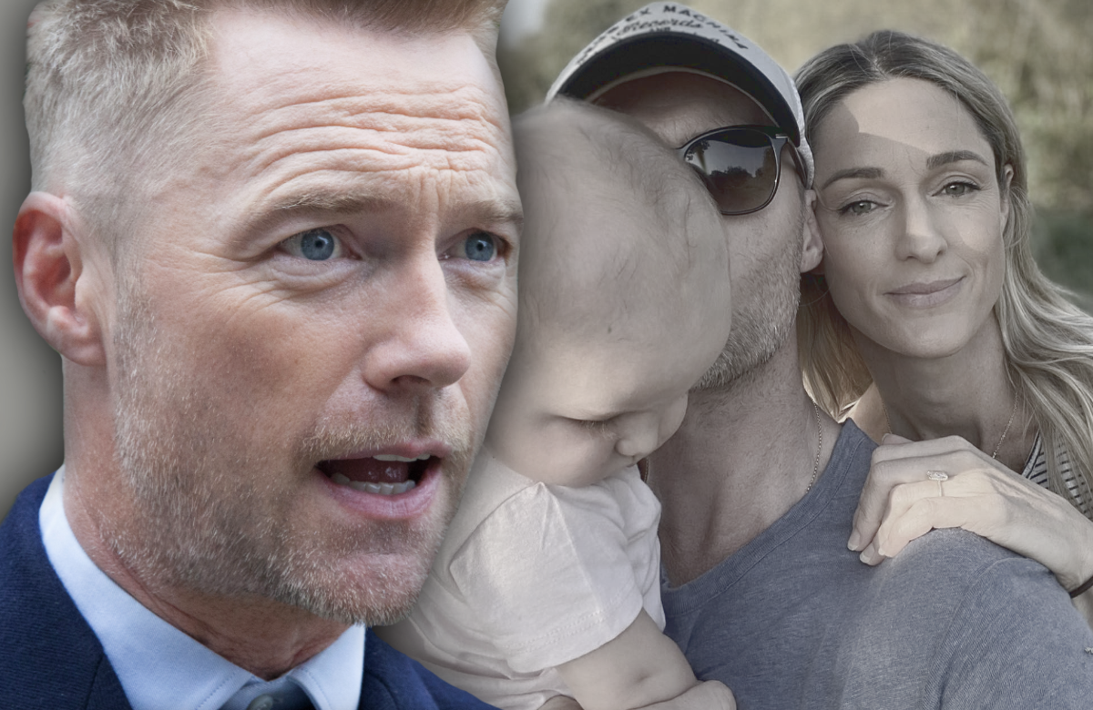 Ronan Keating entsetzt - im Hintergrund mit Ehefrau Storm Uechtritz und Tochter Coco