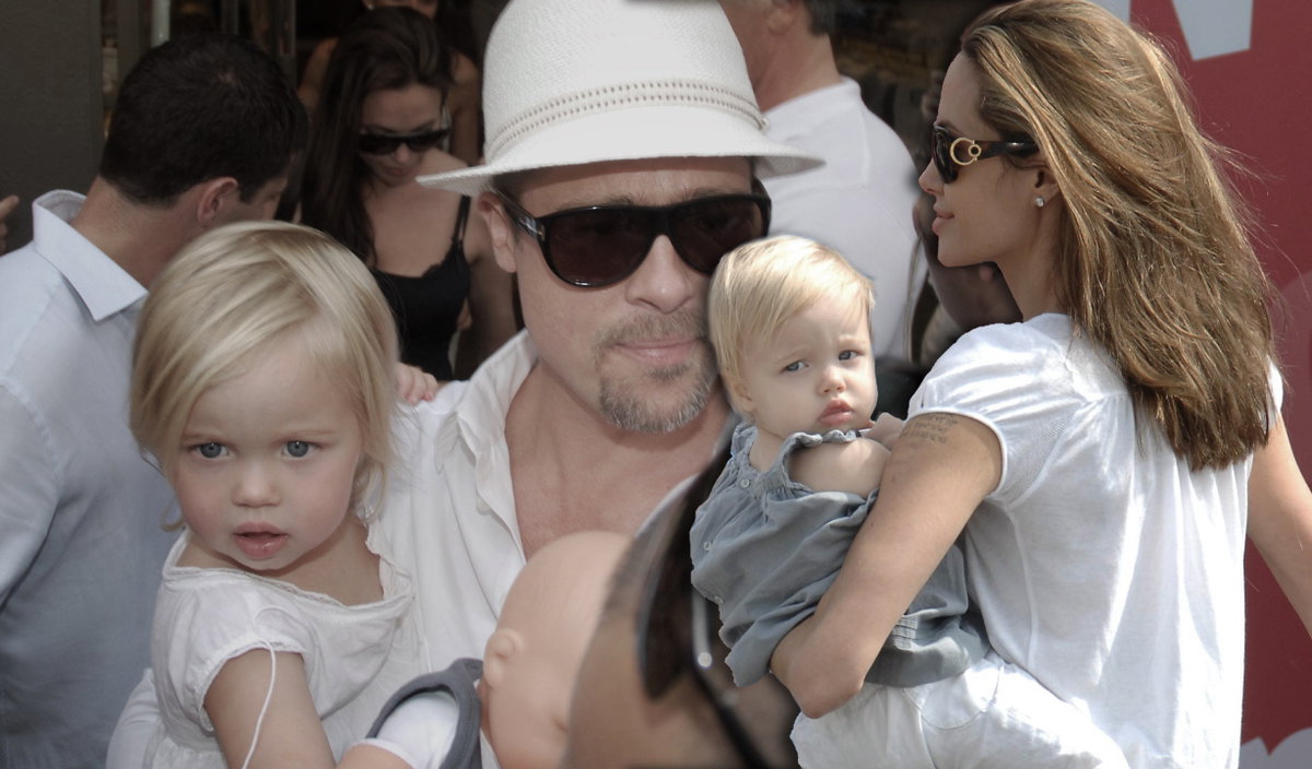Brad Pitt und Angelina Jolie tragen Tochter Shiloh Jolie-Pitt auf dem Arm