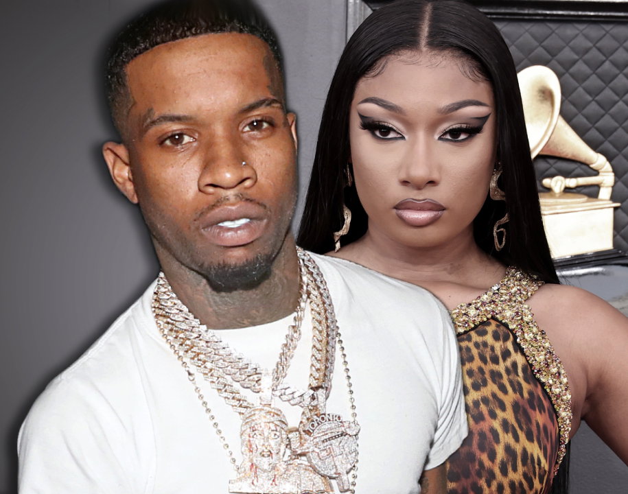 Tory Lanez und Megan Thee Stallion sehen ernst aus