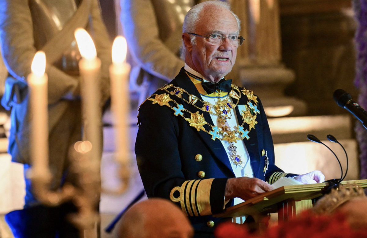 König Carl Gustaf hält eine Rede zu seinem 50. Thronjubiläum.