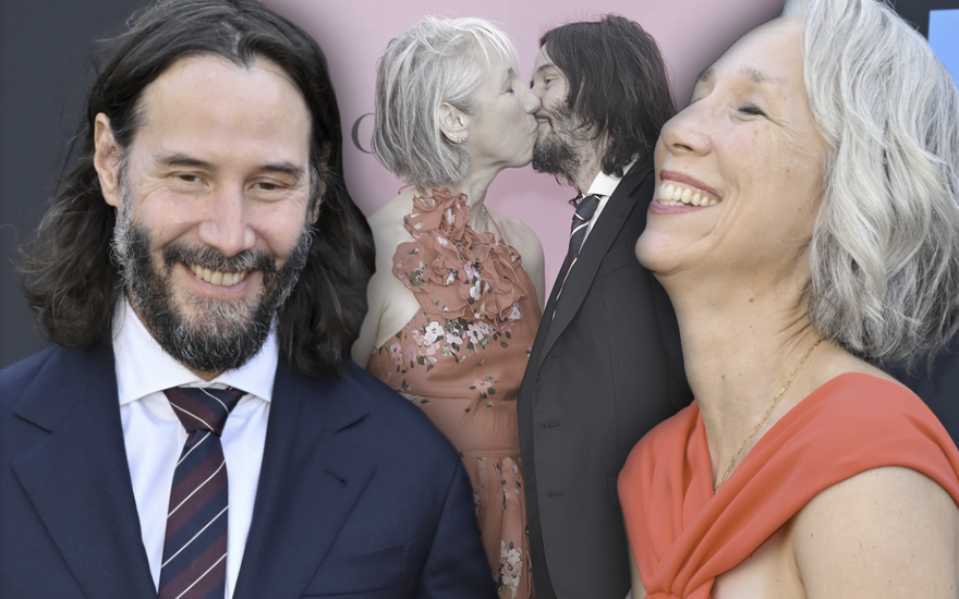 Keanu Reeves und Alexandra Grant lachen und küssen sich