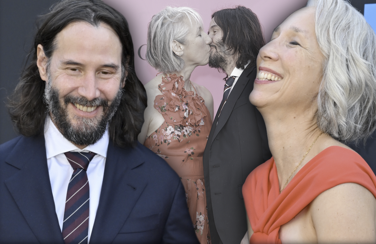 Keanu Reeves und Alexandra Grant lachen und küssen sich