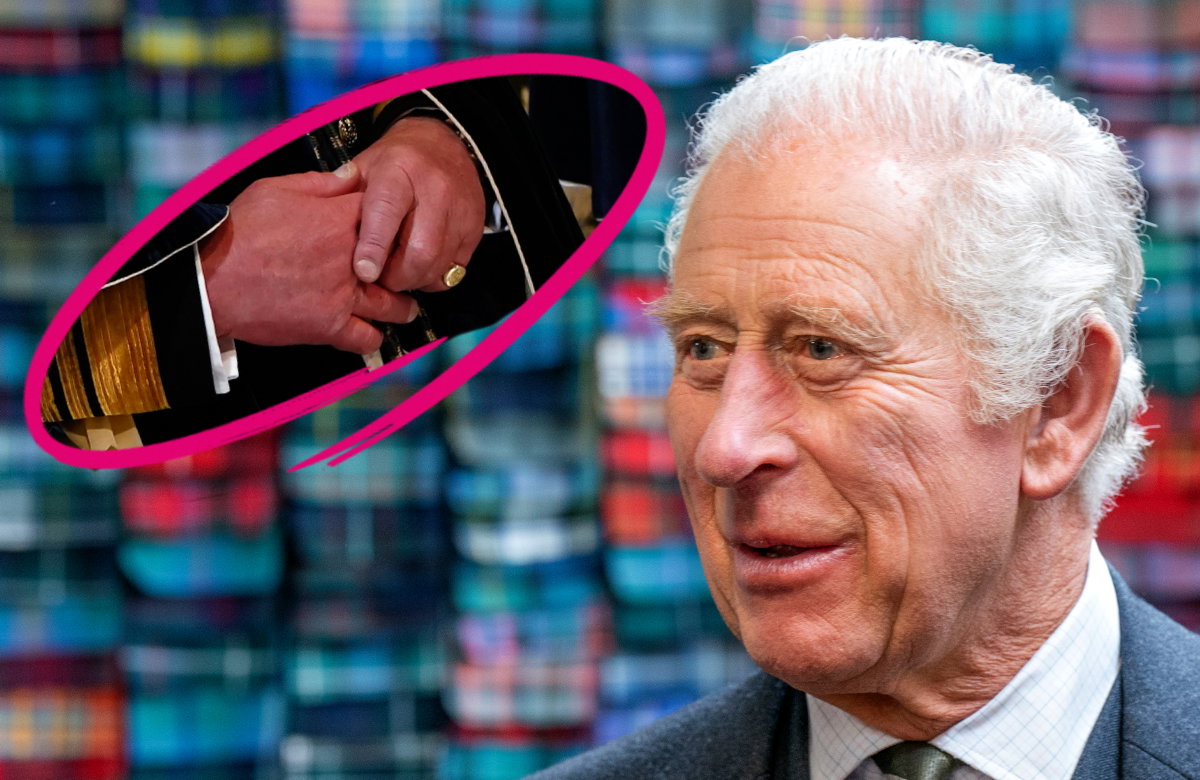 König Charles III. und seine Händen.