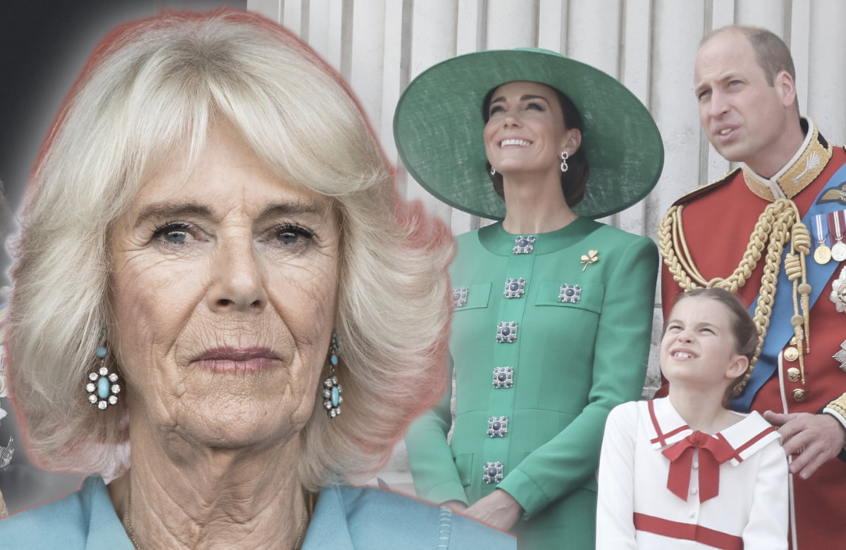 Königin Camilla, Prinzessin Kate, Prinz William und Prinzessin Charlotte.