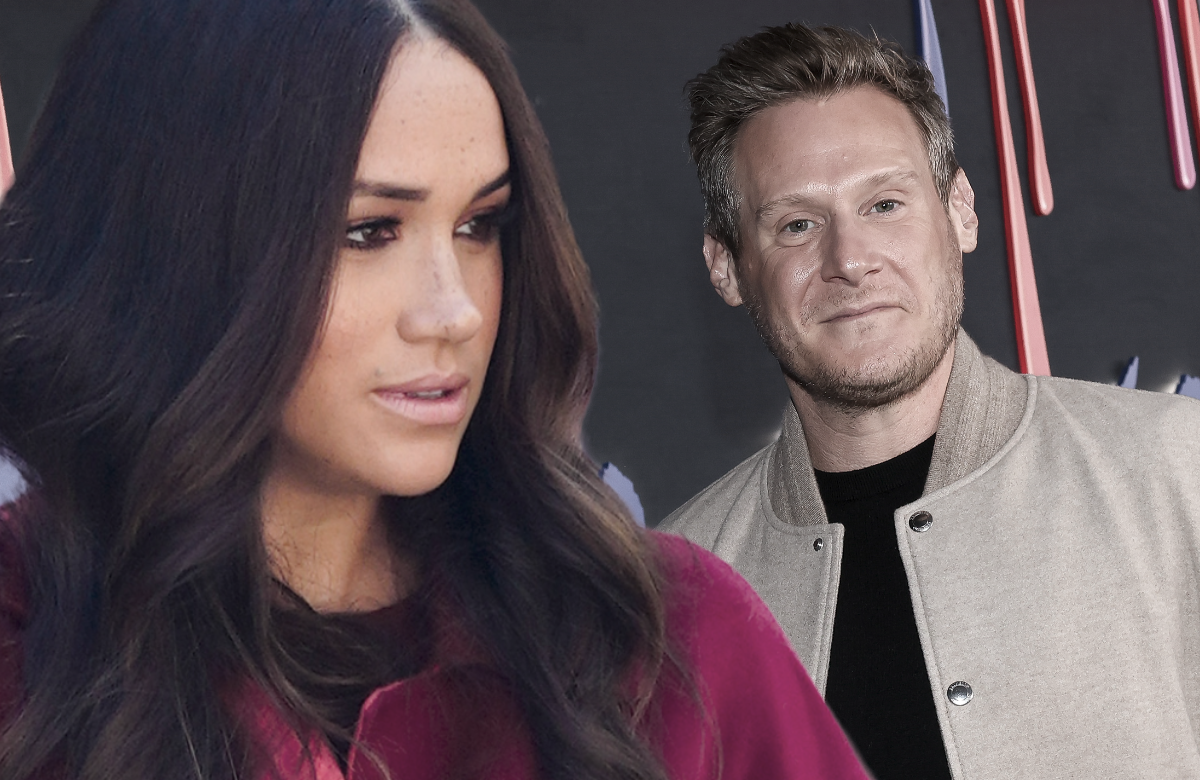 Herzogin Meghan und Trevor Engelson ernst
