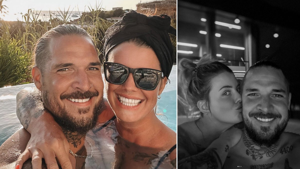 Pia Tillmann und Zico Banach machen im Pool Selfies