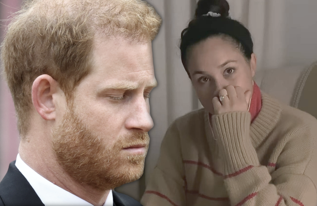 Prinz Harry und Herzogin Meghan schauen ernst und traurig
