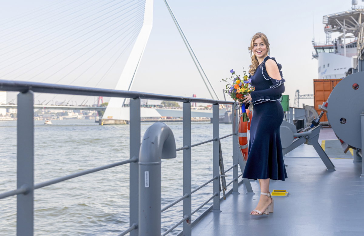 Prinzessin Alexia der Niederlande bei einer Schiffstaufe.