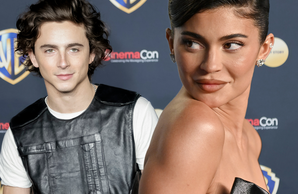 Timothée Chalamet und Kylie Jenner lächeln