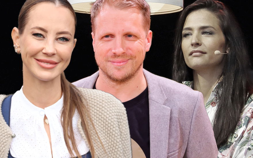 Alessandra Meyer-Wölden und Oliver Pocher lachen, Amira Pocher guckt ernst