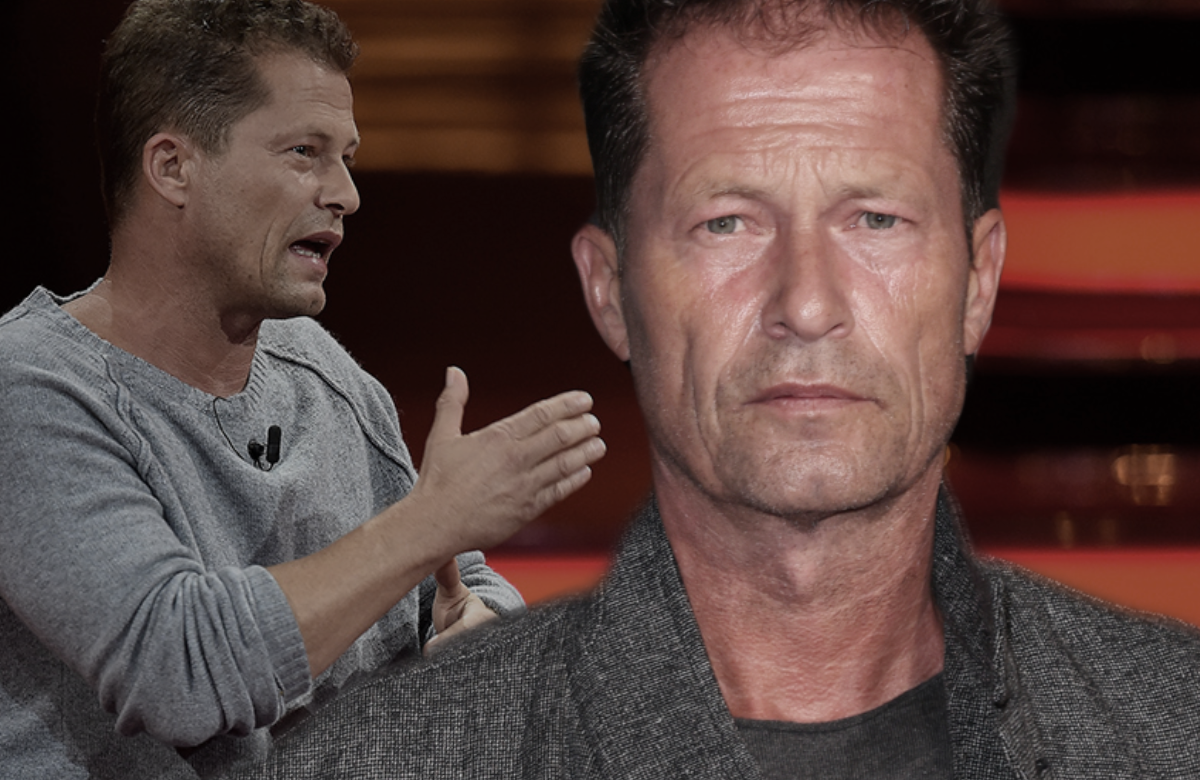 Til Schweiger gestikuliert und guckt ernst, Collage