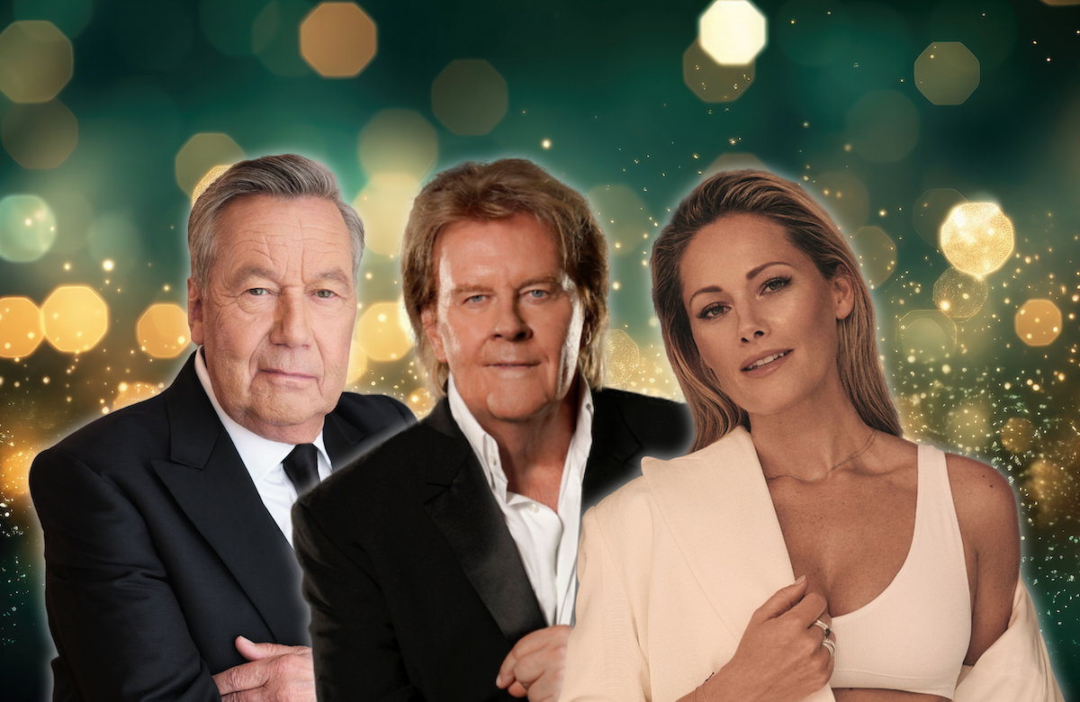 Collage Weihnachtshintergrund Helene Fischer, Howard Carpendale, Roland Kaiser