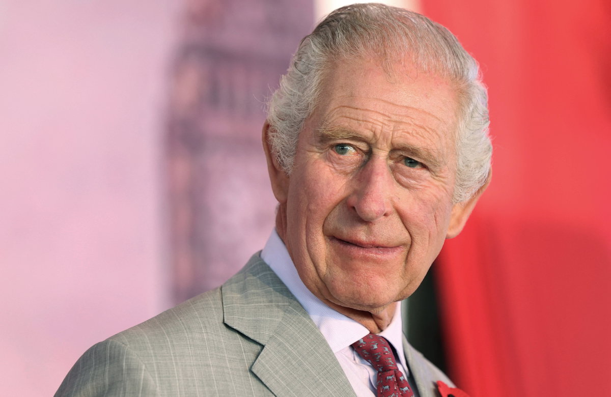 König Charles III. sieht auffordernd zur Seite