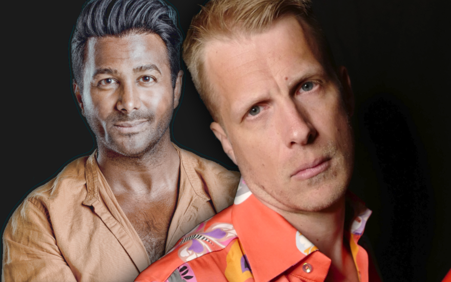 Oliver Pocher empört - im Hintergrund Biyon Kattilathu