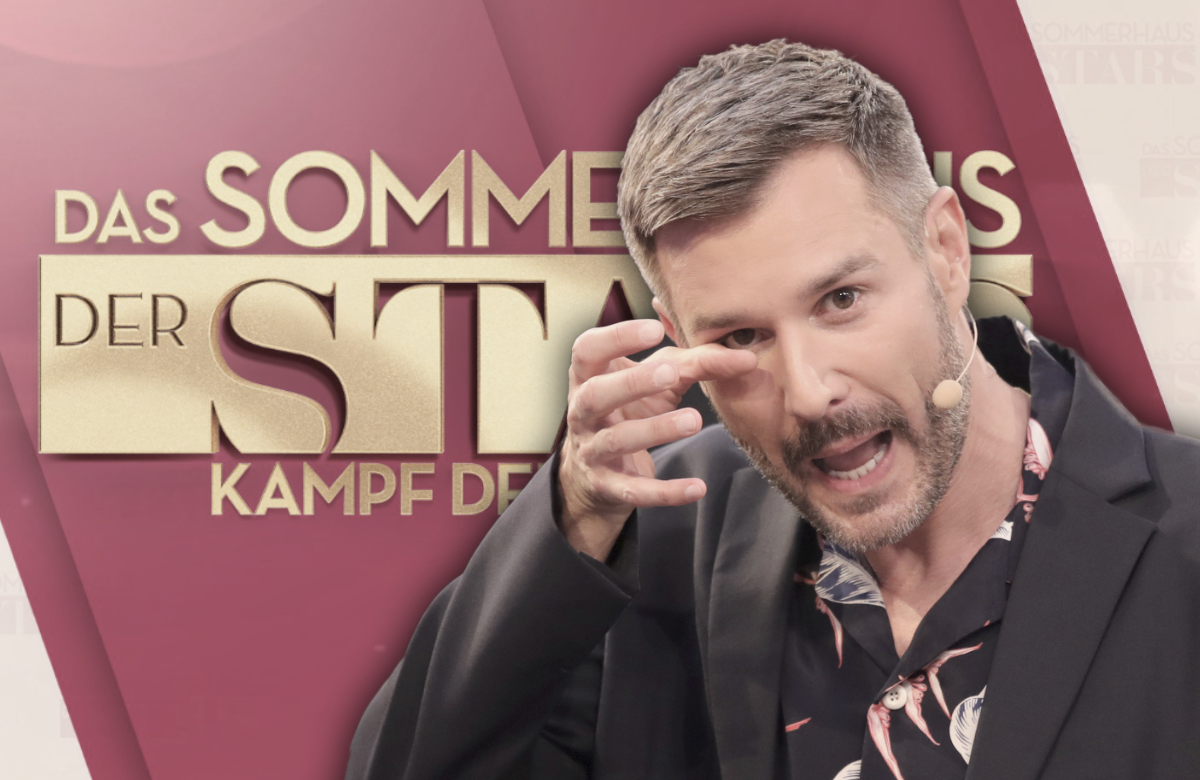 Jochen Schropp vorm Sommerhaus-Logo, Bildmontage