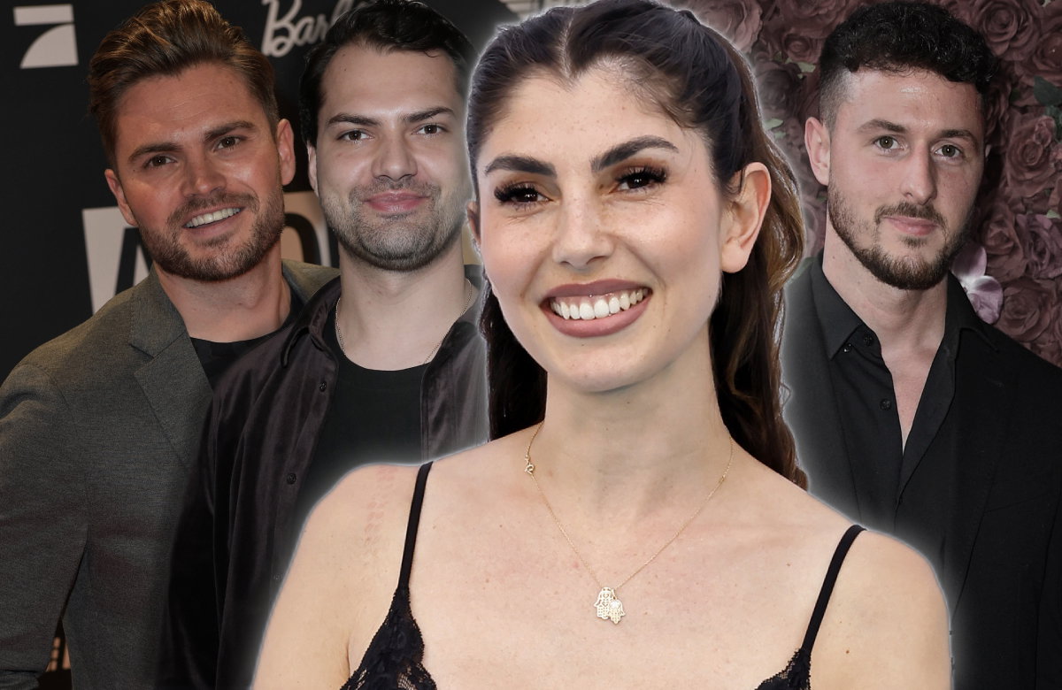 Yeliz Koc lächelt, Johannes Haller, Jimi Blue Ochsenknecht und Jannik Kontalis stehen im Hintergrund
