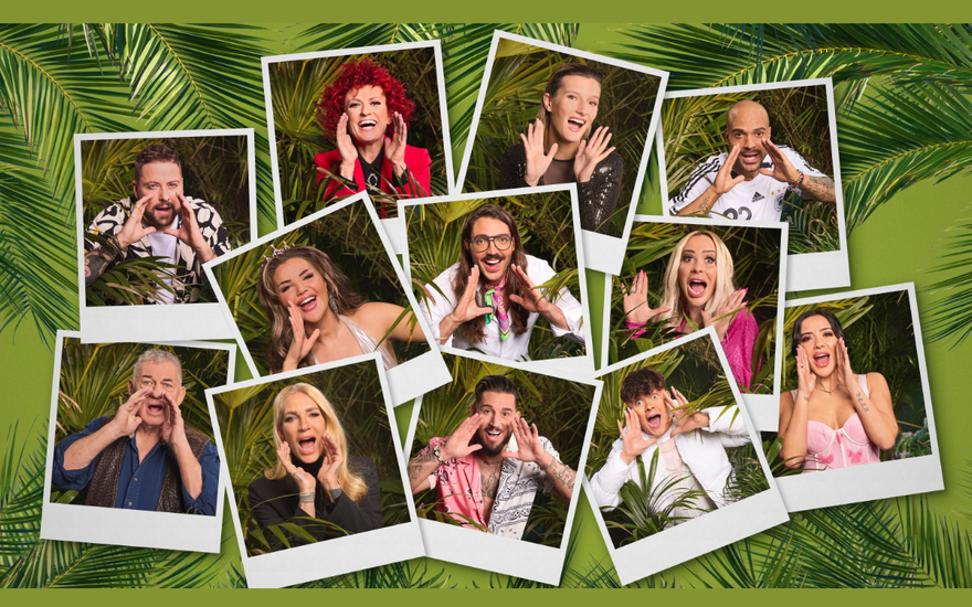 RTL-Dschungelcamp 2024: Alle Kandidaten im Gruppenbild -  O.v.l.: Felix von Jascheroff, Lucy Diakovska, Anya Elsner, David Odonkor M.v.l.: Kim Virginia, Fabio Knez, Cora Schumacher U.v.l.: Heinz Hoenig, Sarah Kern, Mike Heiter, Twenty4Tim, Leyla Lahouar.