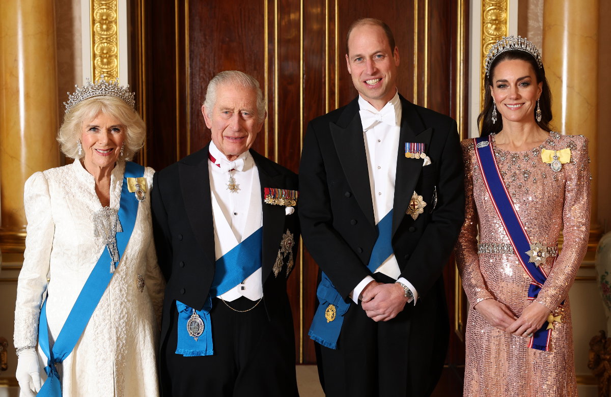 Königin Camilla, König Charles III., Prinz William und Prinzessin Kate im Rahmen desDiplomaten-Empfanges.