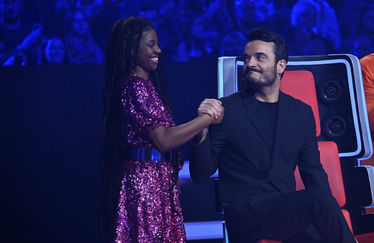 Giovanni Zarrella und Desirey Sarpong Agyemang beim Halbfinale von "The Voice of Germany" 2023.