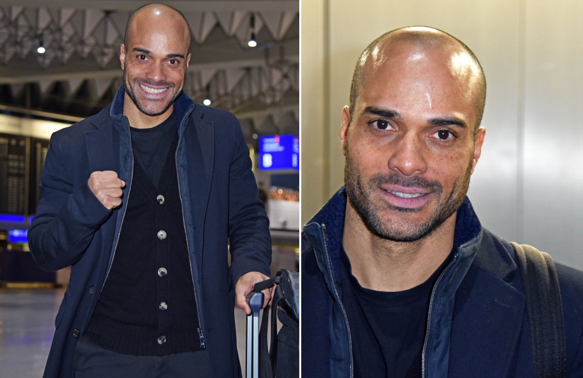 David Odonkor am Flughafen, kurz vor seinem Abflug nach Australien