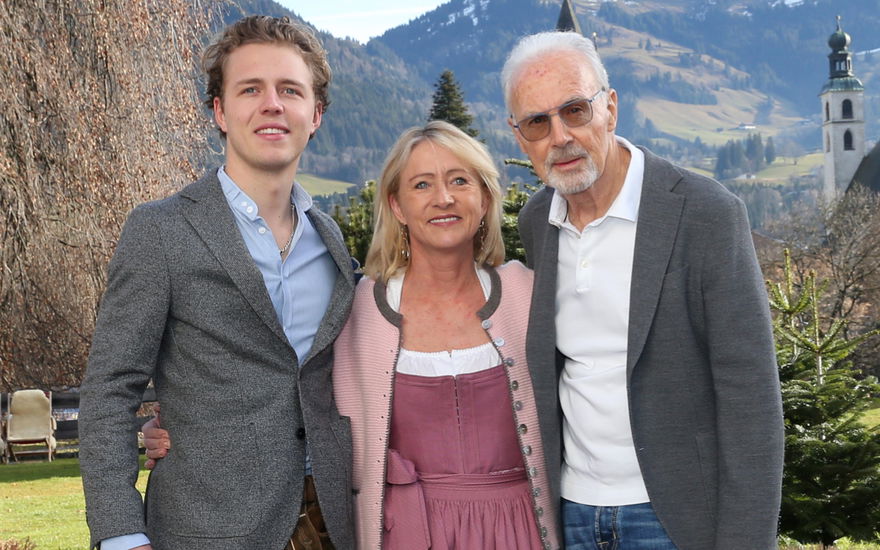 Franz Beckenbauer mit seiner Frau Heidi und seinem Sohn Joel