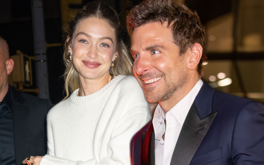 Gigi Hadid und Bradley Cooper lächeln