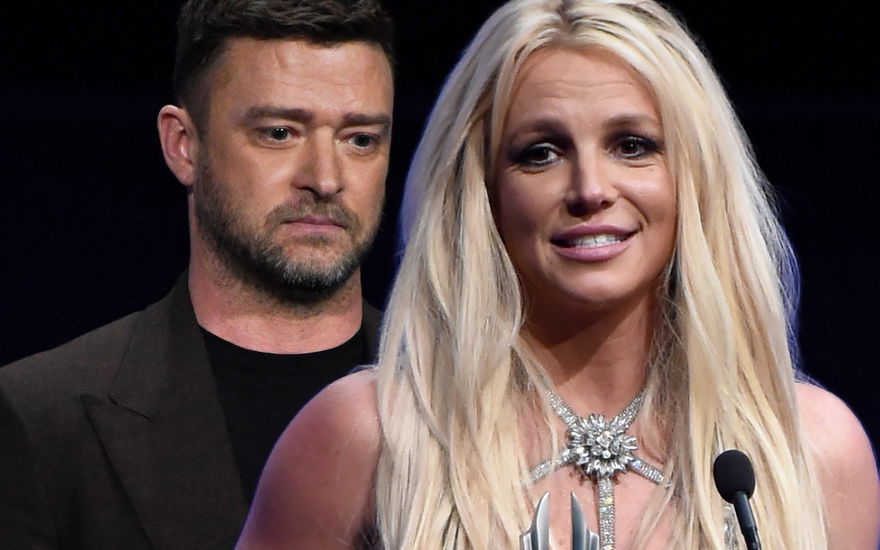 Justin Timberlake guckt traurig, Britney Spears lächelt gequält