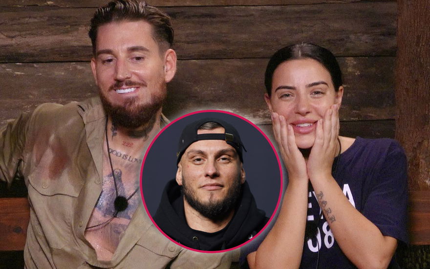 Mike und Leyla glücklich im Dschungelcamp, im Kreis ist ein Bild von Eugen Lopez