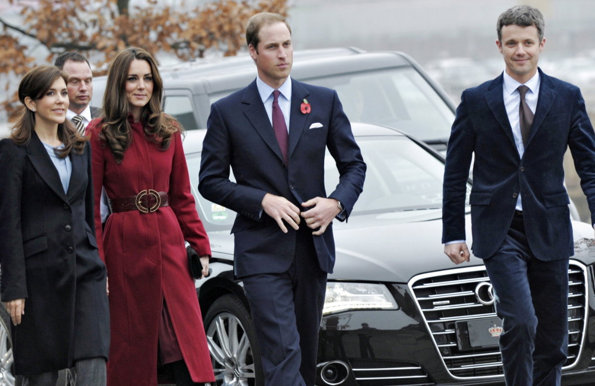 Prinzessin Mary, Prinzessin Kate, Prinz William und Prinz Frederik.