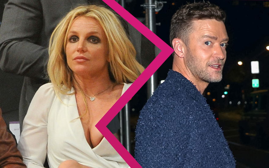 Britney Spears und Justin Timberlake mit Blitz in der Mitte
