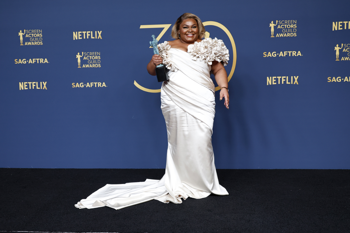 Da'Vine Joy Randolph im weißen Kleid bei den SAG Awards 2024