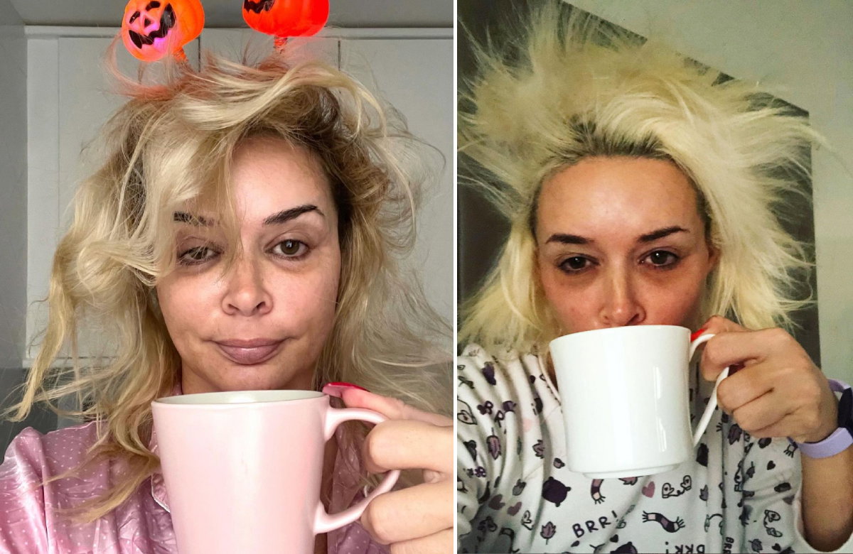 Daniela Katzenberger ungeschminkt mit Kaffeetasse