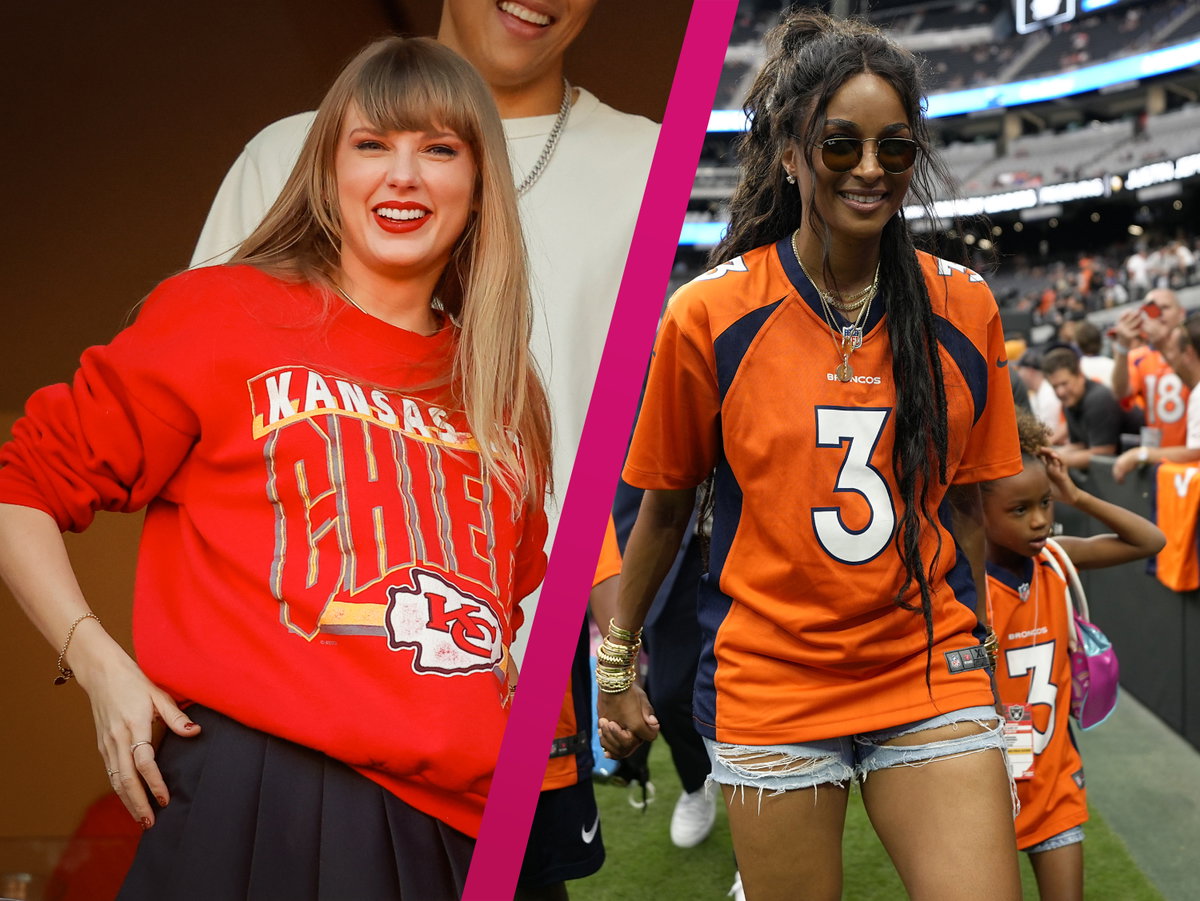 Taylor Swift im Chiefs-Sweatshirt und Ciara im Broncos-Trikot