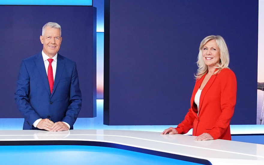 Peter Kloeppel & Ulrike von der Groeben im RTL-Studio