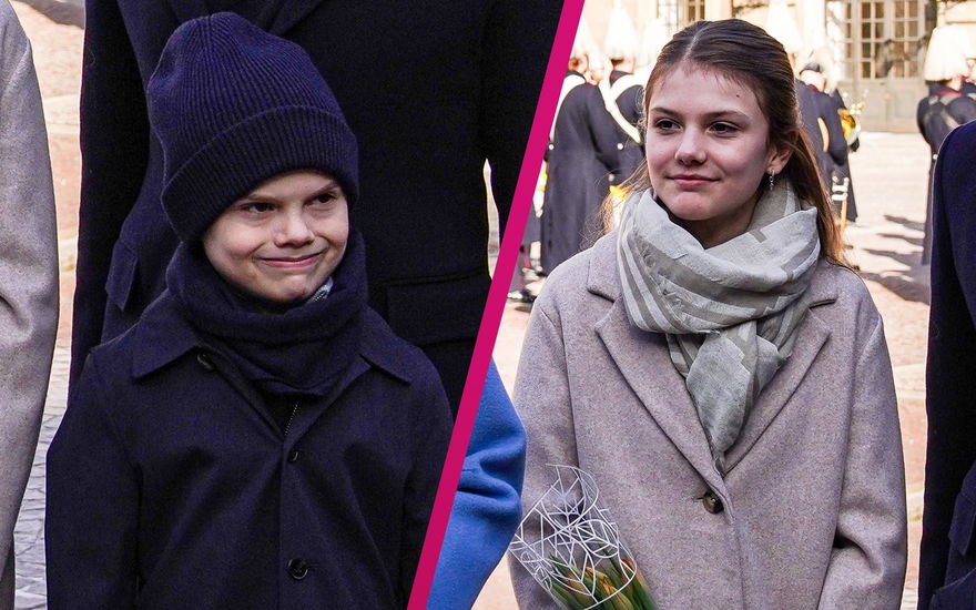 Prinz Oscar und Prinzessin Estelle in Winterkleidung