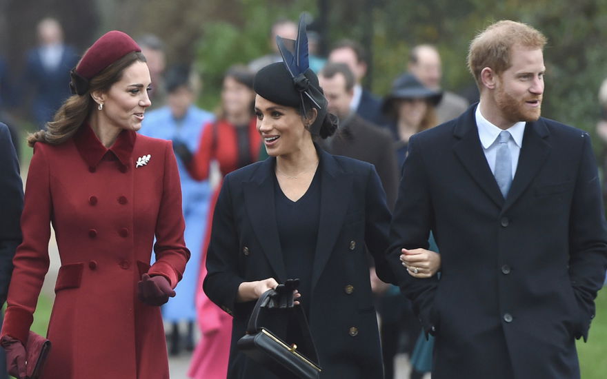 Prinzessin Kate, Herzogin Meghan und Prinz Harry in Sandringham.