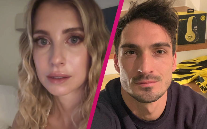 Cathy Hummels weint, daneben ein Selfie von Mats Hummels