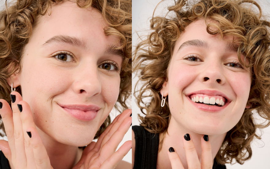 Frau nach ANwendung vn Hydra Pop Benefit