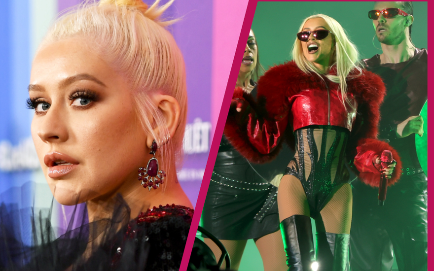 Christina Aguilera guckt geschockt & bei einem Auftritt