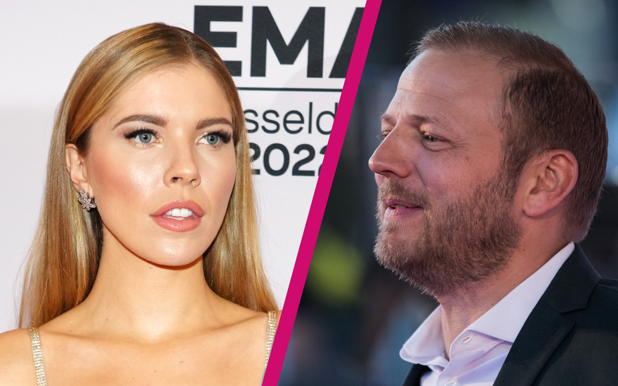Victoria Swarovski und Mario Barth mit pinken Riss in der Mitte
