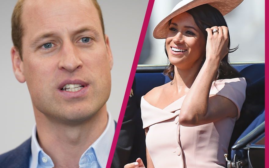 William guckt entsetzt, Meghan strahlt