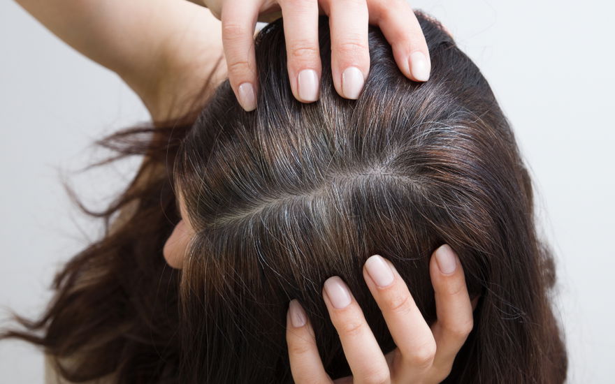 Erste graue Haare am Ansatz