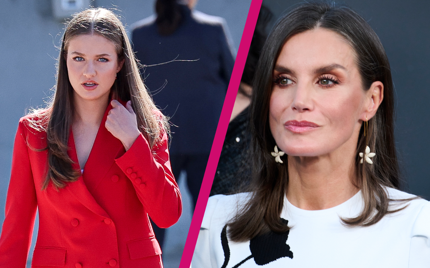 Leonor und Letizia von Spanien mit Riss in der Mitte