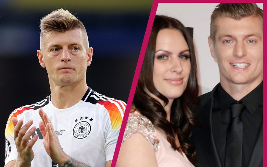 Toni Kroos weint (link), Kroos posiert mit seiner Ehefrau (rechts)