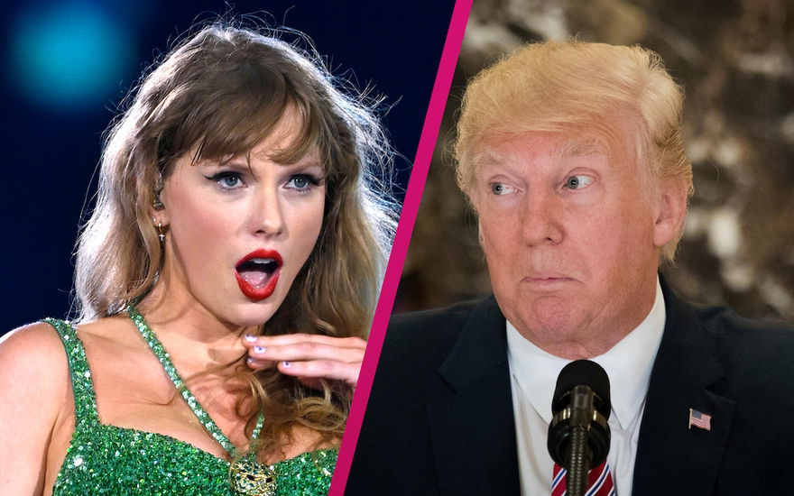 Collage Taylor Swift und Donald Trump