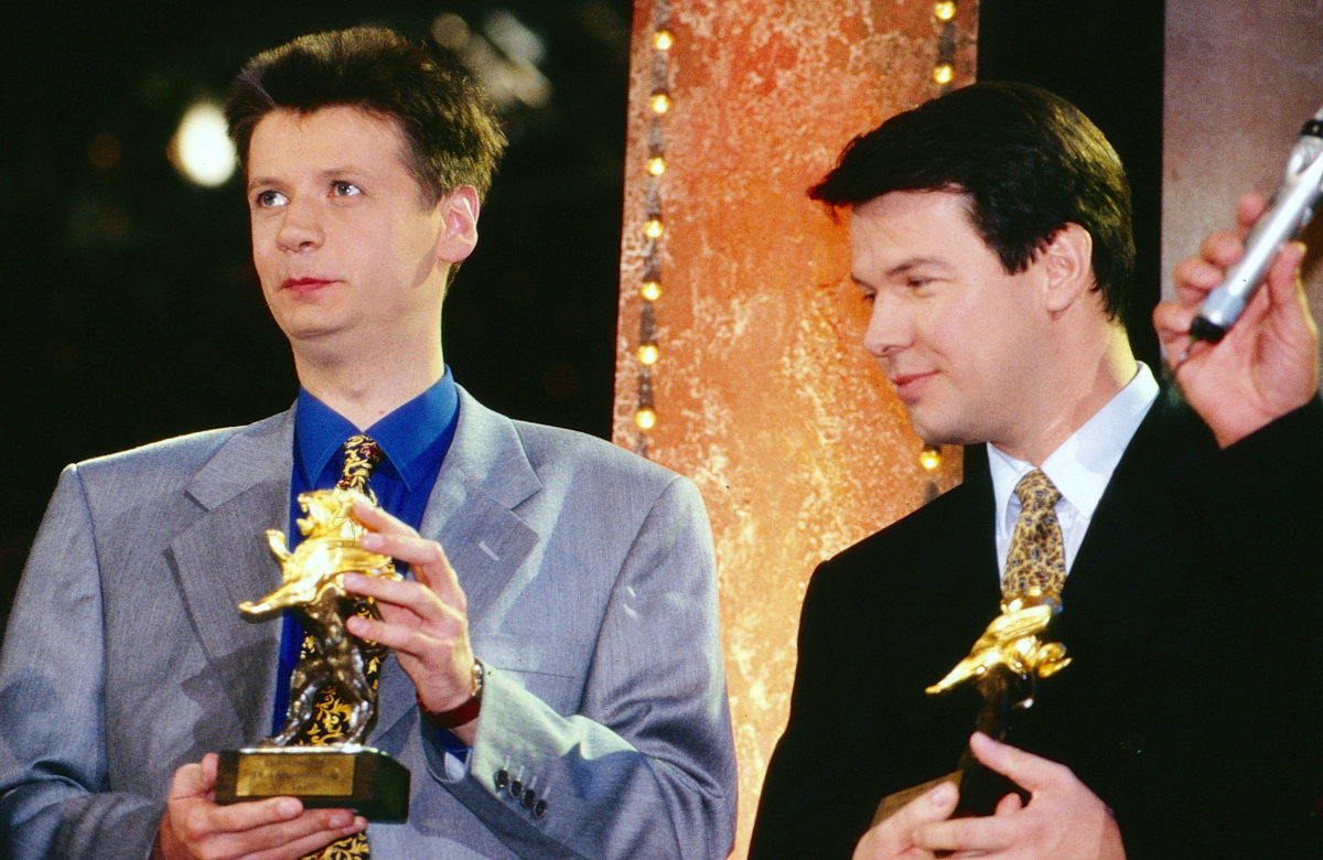 Günther Jauch und Peter Kloeppel bei der Verleihung des Goldenen Löwens im Jahr 1996